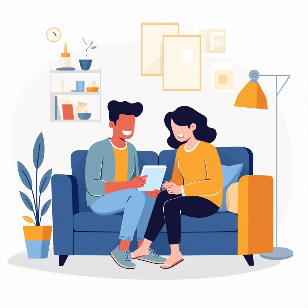 Paar überprüft eine Produktivitäts-App