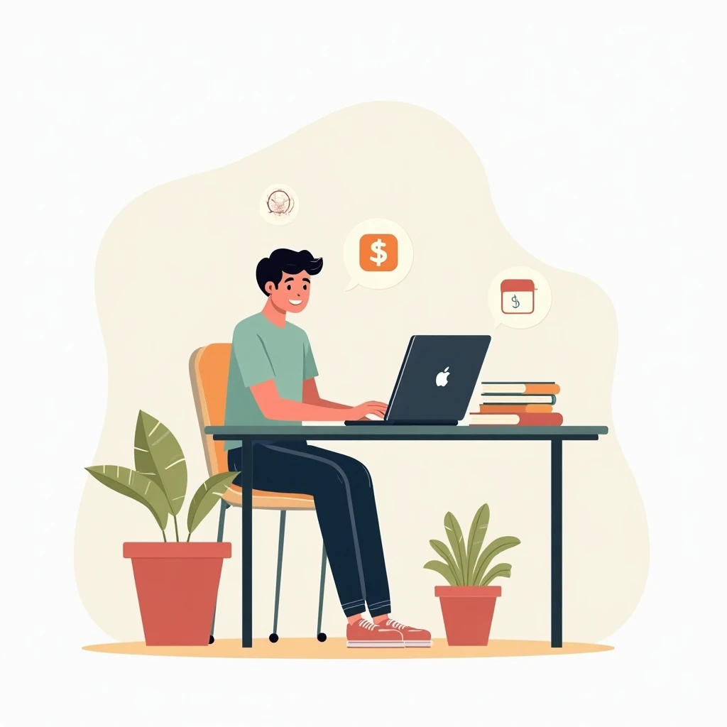 Student using budgeting app