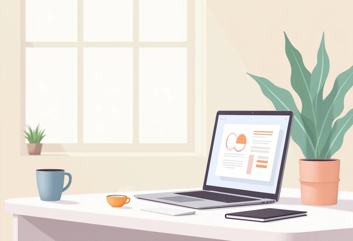 Minimalist workspace with a productivity app