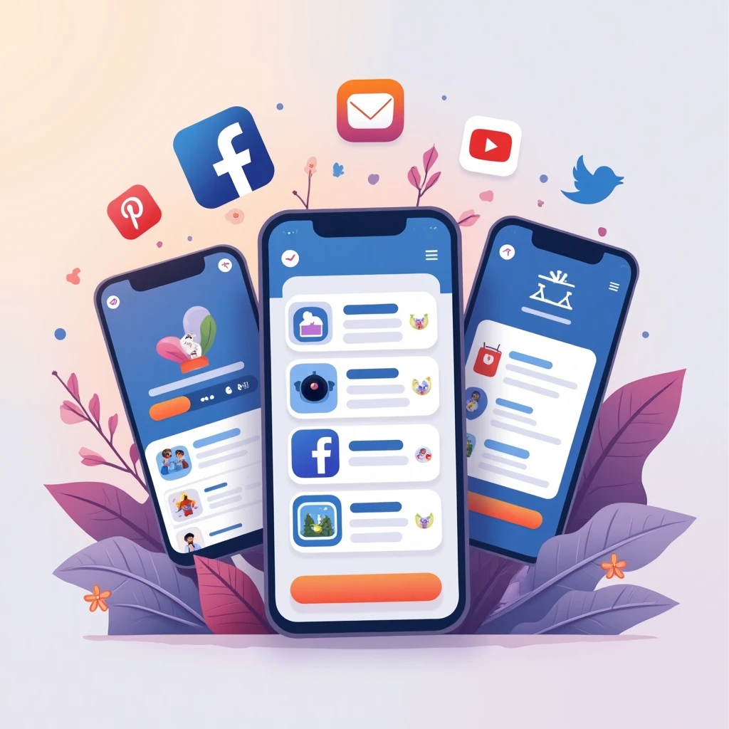 Diverses interfaces d'applications de réseaux sociaux