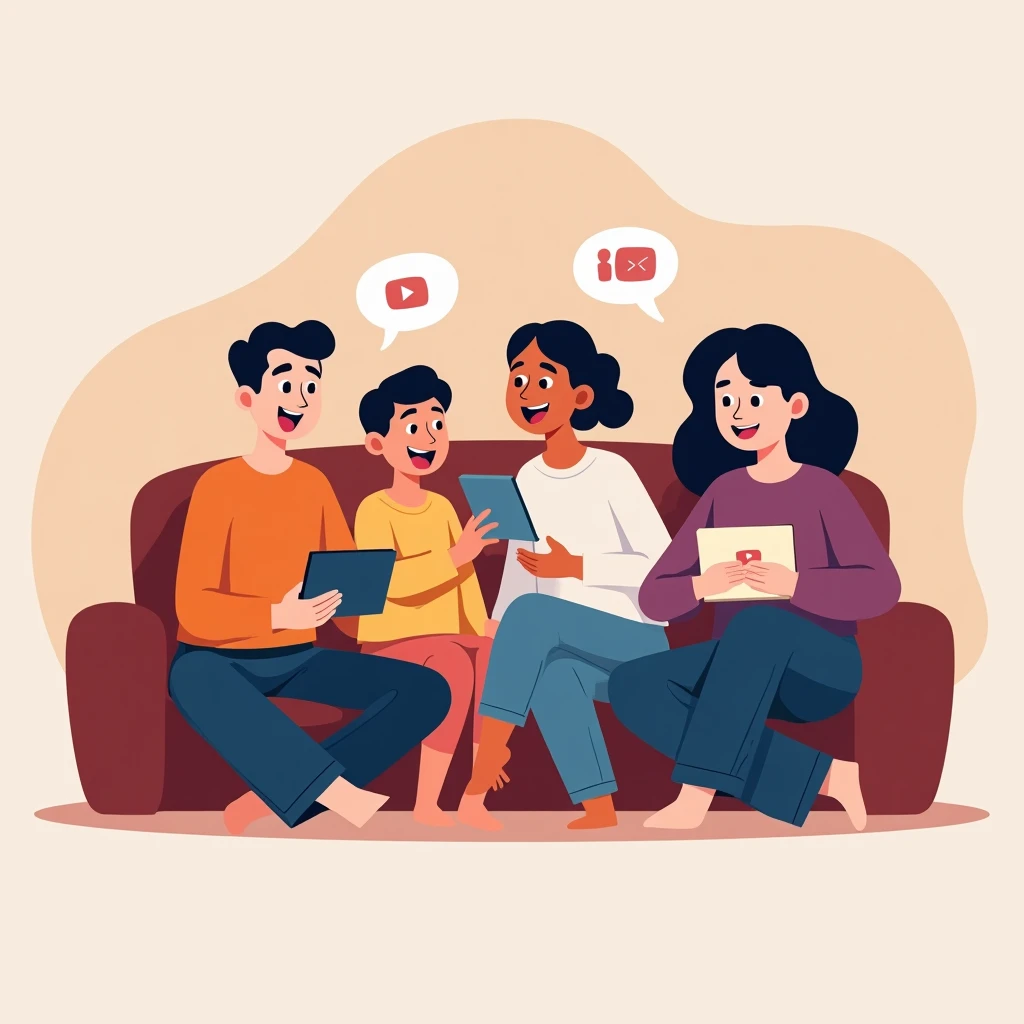 Groupe profitant de vidéos en streaming