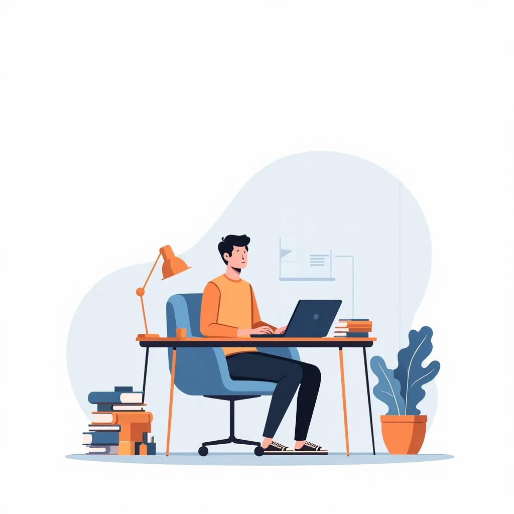 Focused student studying